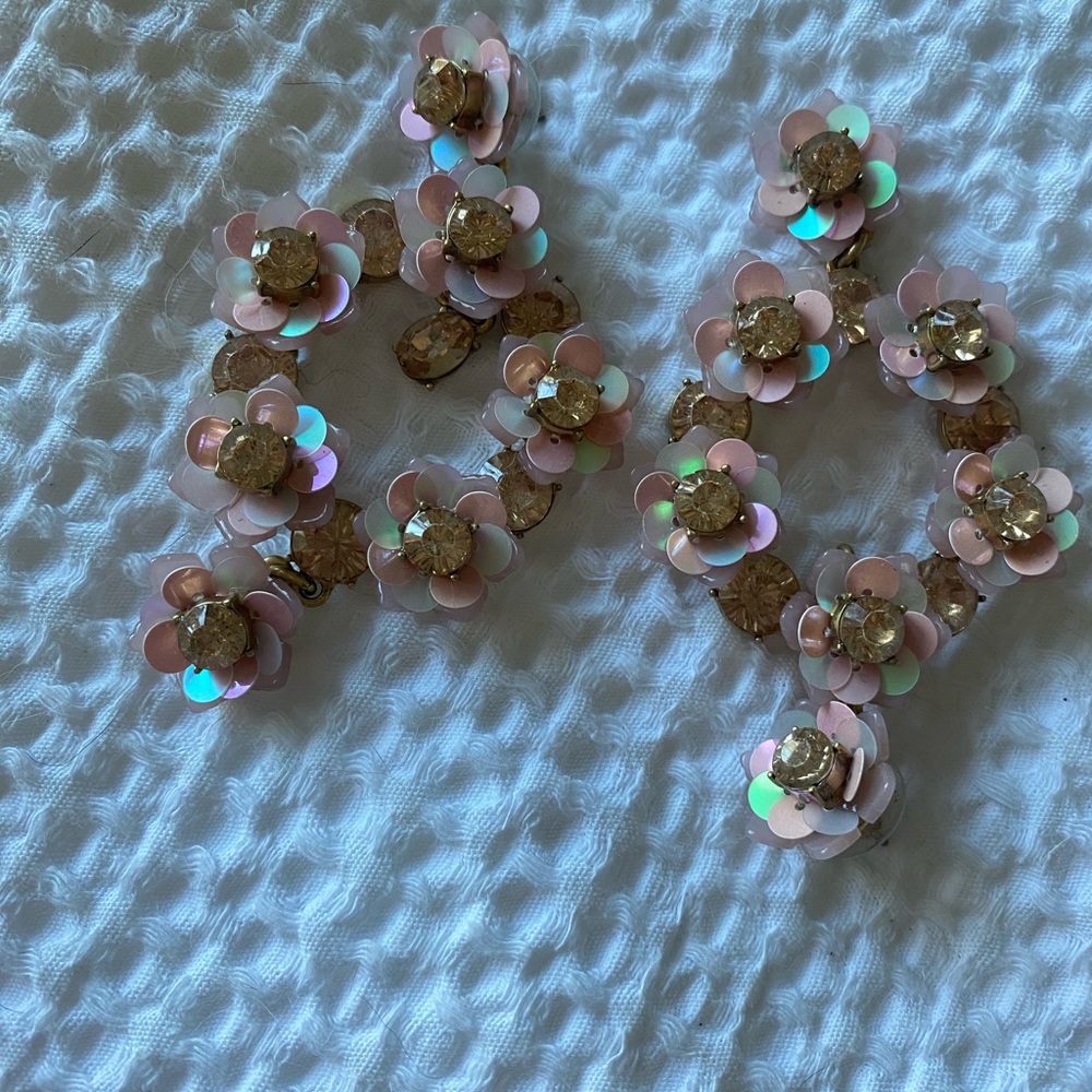 J.Crew Pink Petal Chandelier Earrings